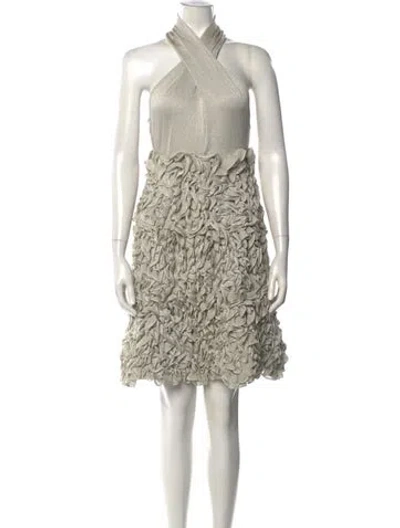 Pre-owned Escada Halterneck Knee-length Dress In Neutral