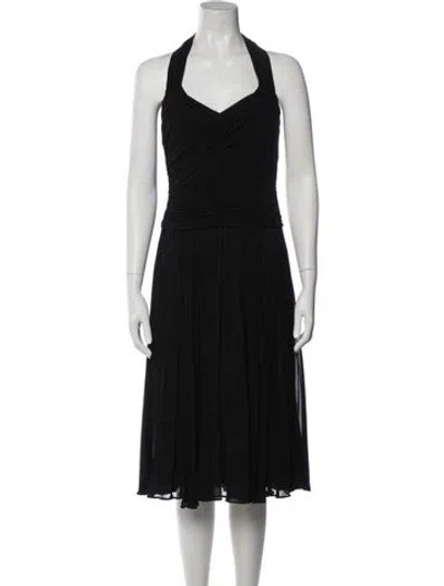 Pre-owned Escada Halterneck Midi Length Dress In Gray