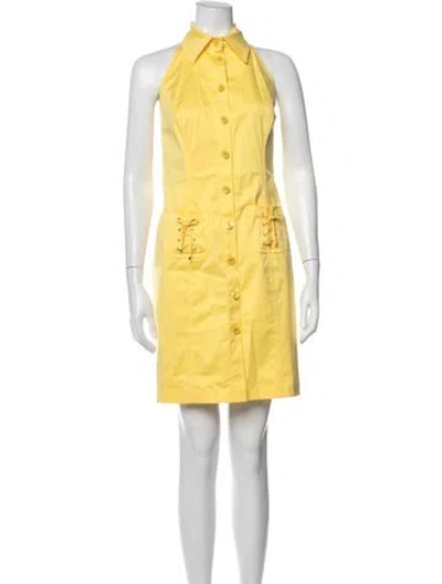 Pre-owned Escada Halterneck Mini Dress In Yellow