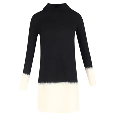 Escada High Neck Quarter-sleeve Top In Black Wool