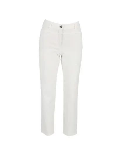 Pre-owned Escada High-rise Straight-leg Trousers In White