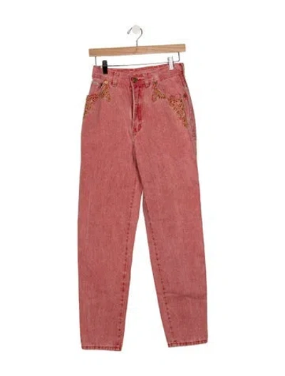Pre-owned Escada High-rise Straight Leg Jeans In Pink