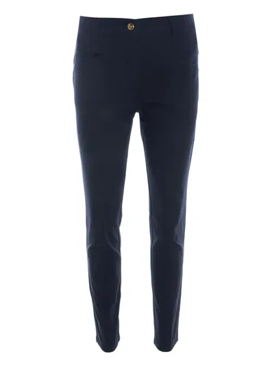 Pre-owned Escada High-rise Straight-leg Trousers In Blue