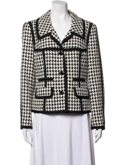 Pre-owned Escada Houndstooth Print Blazer In Black