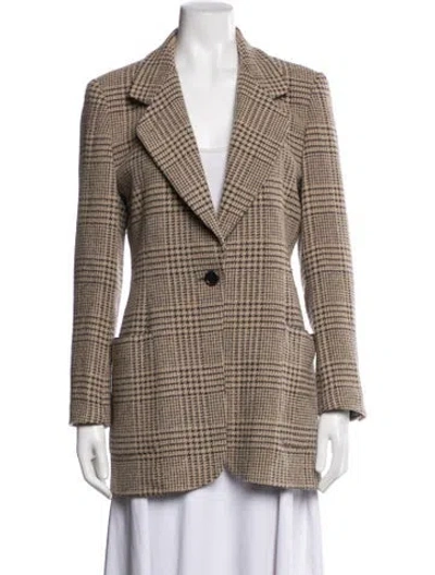 Pre-owned Escada Houndstooth Print Blazer In Brown