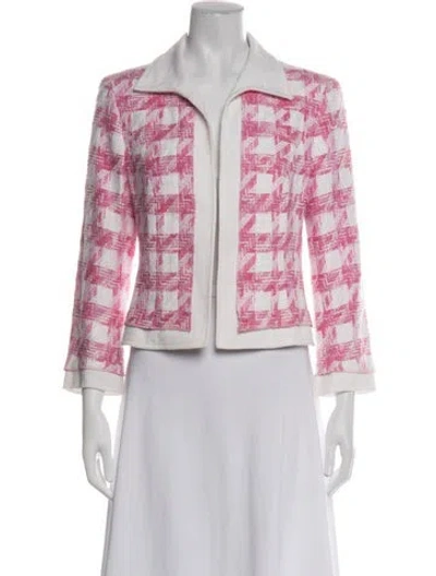 Pre-owned Escada Houndstooth Print Blazer In Pink
