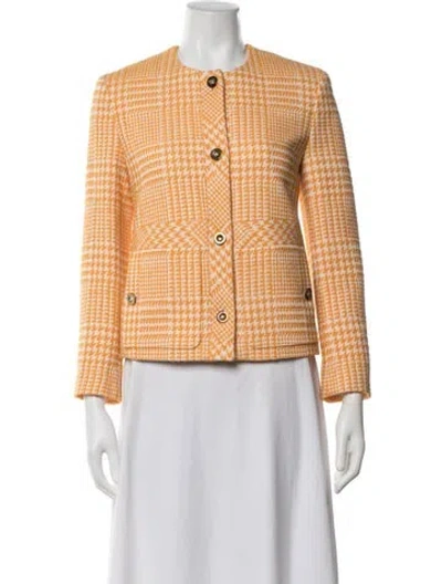 Pre-owned Escada Houndstooth Print Blazer In Yellow