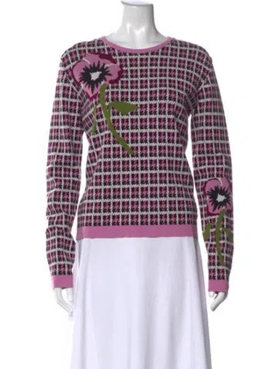 Pre-owned Escada Houndstooth Print Crew Neck Sweater In Multi