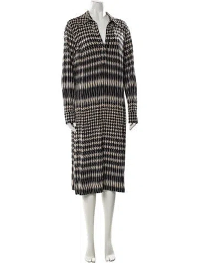 Pre-owned Escada Houndstooth Print Knee-length Dress In Black