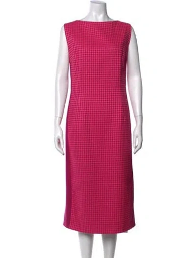 Pre-owned Escada Houndstooth Print Knee-length Dress In Pink