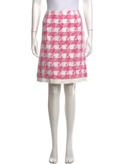 Pre-owned Escada Houndstooth Print Mini Skirt In Pink