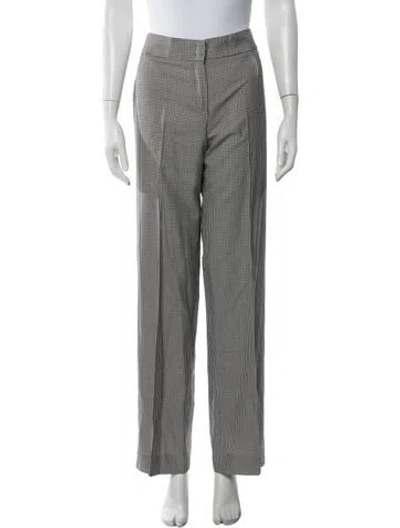 Pre-owned Escada Houndstooth Print Straight Leg Pants In White