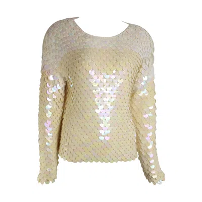 Pre-owned Escada Ivory Sequins Knitted Top In White