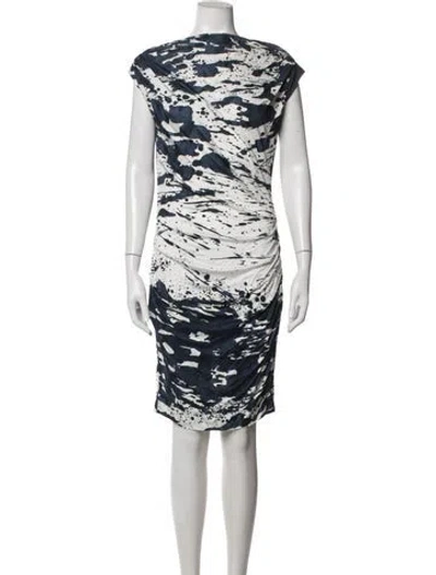 Pre-owned Escada Jersey Knee-length Dress In Blue/white
