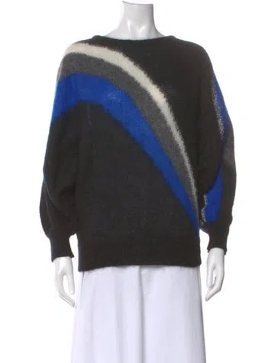 Pre-owned Escada Kid Mohair Striped Sweater In Black