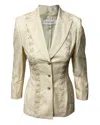 Escada Lace And Pearl Trouser Suit Set In Cream Wool In White