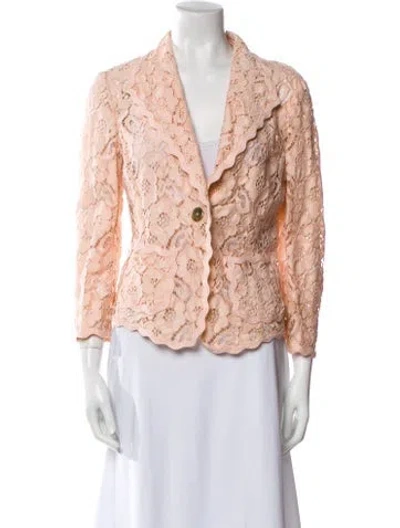 Pre-owned Escada Lace Floral Print Blazer W/ Tags In Pink