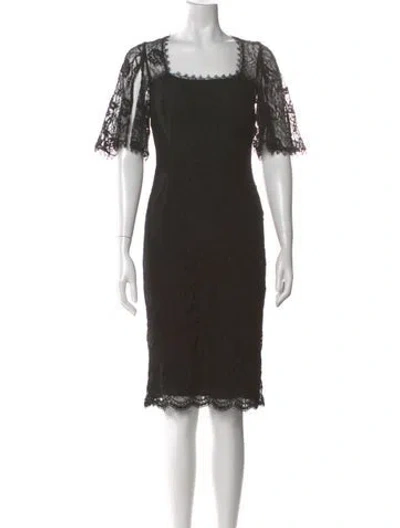 Pre-owned Escada Lace Knee-length Dress In Black