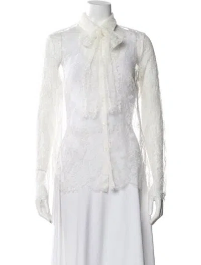 Pre-owned Escada Lace Lace Pattern Blouse In White