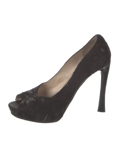Pre-owned Escada Lace Lace Pattern Pumps In Black