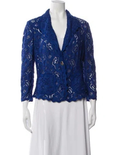 Pre-owned Escada Lace Pattern Blazer In Blue