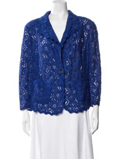 Pre-owned Escada Lace Pattern Blazer In Blue