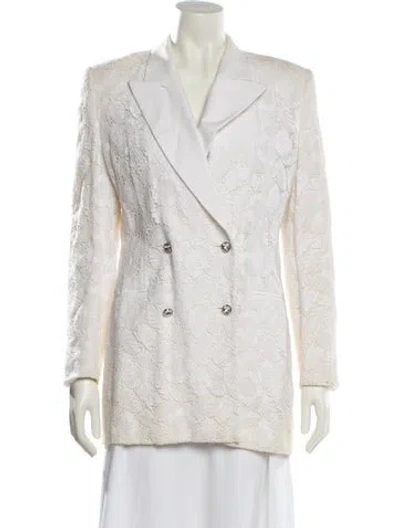 Pre-owned Escada Lace Pattern Blazer In White