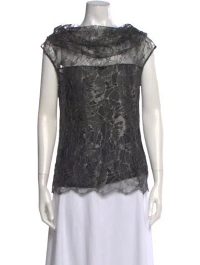 Pre-owned Escada Lace Pattern Cowl Neck Blouse In Multi