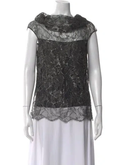 Pre-owned Escada Lace Pattern Cowl Neck Top In Multi