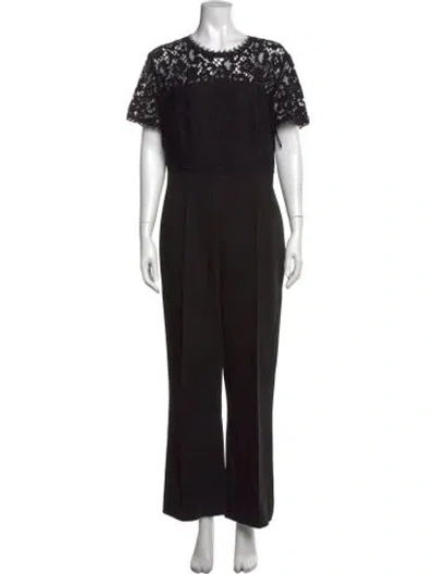 Pre-owned Escada Lace Pattern Crew Neck Jumpsuit In Black