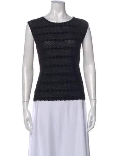 Pre-owned Escada Lace Pattern Crew Neck Sweater In Black