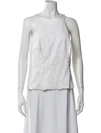 Pre-owned Escada Lace Pattern Halterneck Top In White