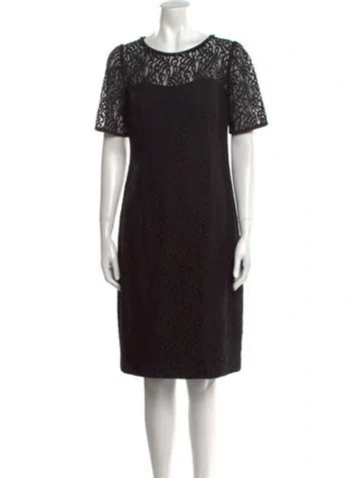 Pre-owned Escada Lace Pattern Knee-length Dress In Black