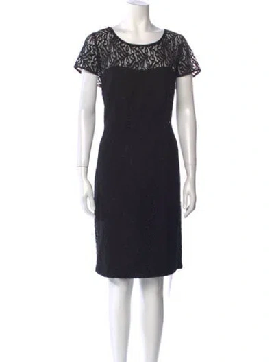 Pre-owned Escada Lace Pattern Knee-length Dress In Black