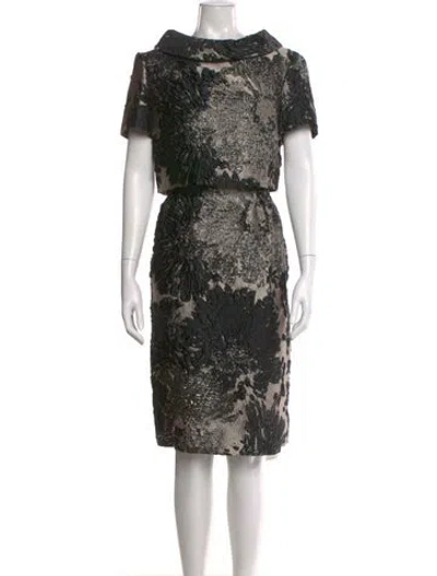 Pre-owned Escada Lace Pattern Knee-length Dress In Black