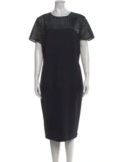 Pre-owned Escada Lace Pattern Knee-length Dress In Black