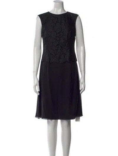 Pre-owned Escada Lace Pattern Knee-length Dress In Black