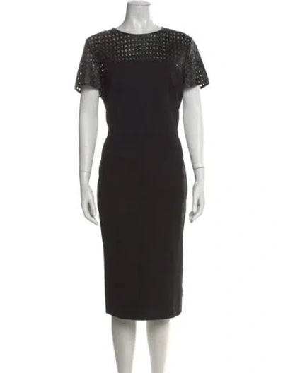 Pre-owned Escada Lace Pattern Knee-length Dress In Black
