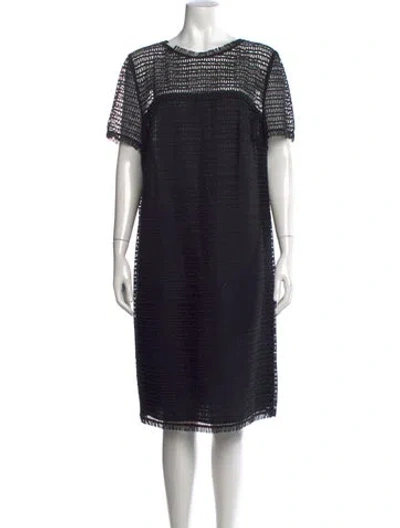 Pre-owned Escada Lace Pattern Knee-length Dress In Black