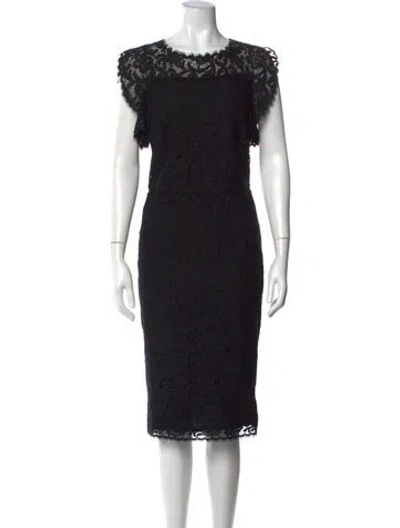 Pre-owned Escada Lace Pattern Knee-length Dress In Black