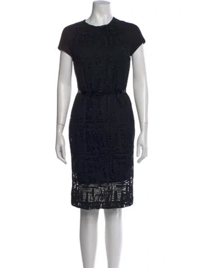 Pre-owned Escada Lace Pattern Knee-length Dress In Black