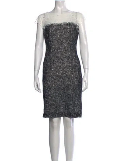 Pre-owned Escada Lace Pattern Knee-length Dress In Black