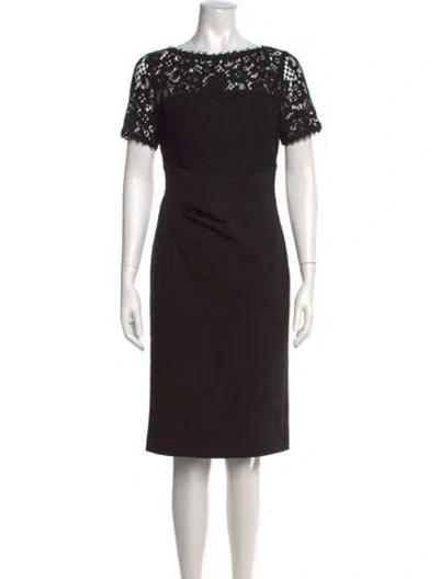 Pre-owned Escada Lace Pattern Knee-length Dress In Black