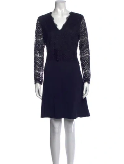 Pre-owned Escada Lace Pattern Knee-length Dress In Blue