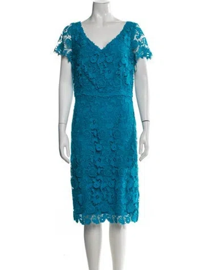 Pre-owned Escada Lace Pattern Knee-length Dress In Blue