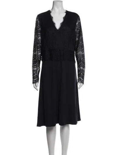 Pre-owned Escada Lace Pattern Knee-length Dress In Blue