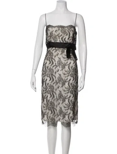 Pre-owned Escada Lace Pattern Knee-length Dress In Gray