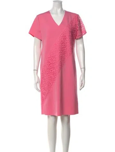 Pre-owned Escada Lace Pattern Knee-length Dress In Pink