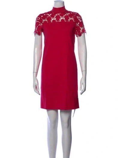 Pre-owned Escada Lace Pattern Knee-length Dress In Red
