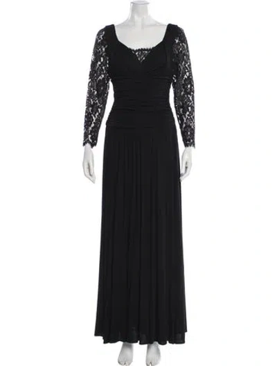 Pre-owned Escada Lace Pattern Long Dress In Black
